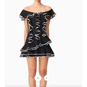 Elliatt Melissa Tiered Mini Dress in Black Sz M